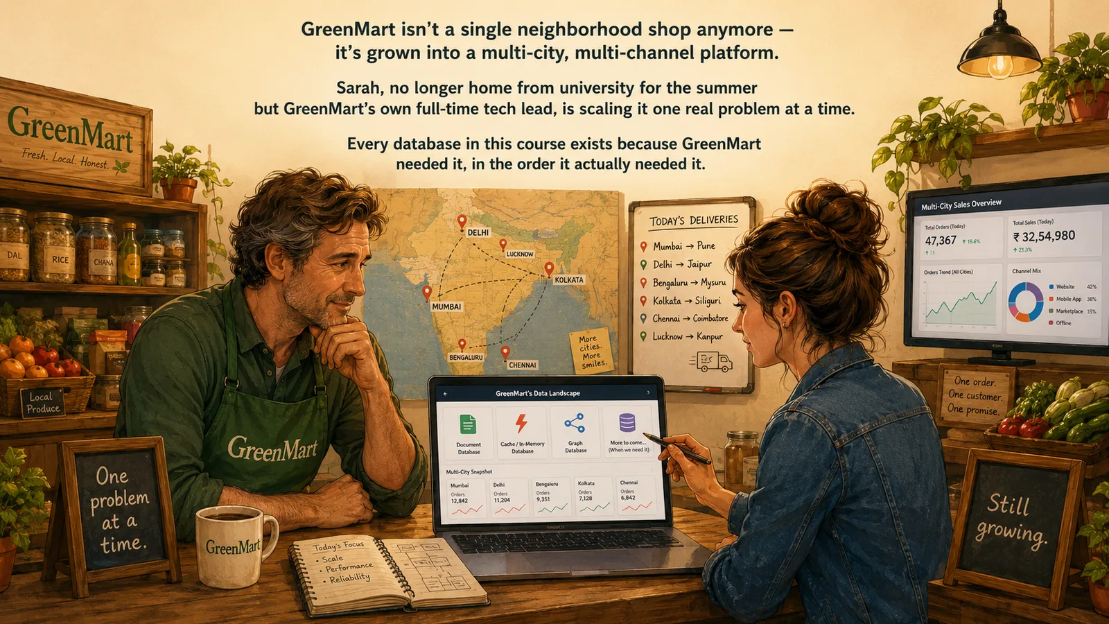 Mike and Sarah at GreenMart